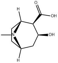(1R,5S)-3β-ヒドロキシ-8-メチル-8-アザビシクロ[3.2.1]オクタン-2β-カルボン酸 化学構造式