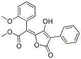 Benzeneacetic acid, alpha-(3-hydroxy-5-oxo-4-phenyl-2(5H)-furanylidene )-2-methoxy-, methyl ester Struktur