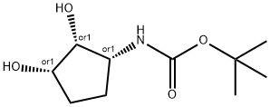 Carbamic acid, [(1R,2R,3S)-2,3-dihydroxycyclopentyl]-, 1,1-dimethylethyl ester, Struktur