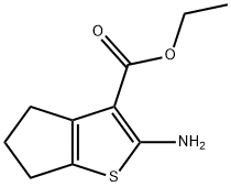 2-AMINO-5,6-DIHYDRO-4H-CYCLOPENTA[B]THIOPHENE-3-CARBOXYLIC ACID ETHYL ESTER Struktur