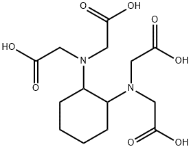 N,N'-(1,2-シクロヘキサンジイル)ビス[N-(カルボキシメチル)グリシン] 化学構造式