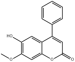 4-フェニル-6-ヒドロキシ-7-メトキシ-2H-1-ベンゾピラン-2-オン 化学構造式