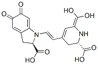 (2R)-1-[(E)-2-[(2S)-2-carboxy-6-(dihydroxymethylidene)-2,3-dihydro-1H-pyridin-4-yl]ethenyl]-5,6-dioxo-2,3-dihydroindole-2-carboxylic acid Structure