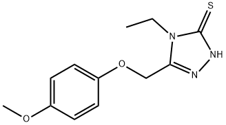 4-エチル-5-[(4-メトキシフェノキシ)メチル]-4H-1,2,4-トリアゾール-3-チオール 化学構造式