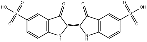 2-[(1,3-ジヒドロ-3-オキソ-5-スルホ-2H-インドール)-2-イリデン]-2,3-ジヒドロ-3-オキソ-1H-インドール-5-スルホン酸 化学構造式