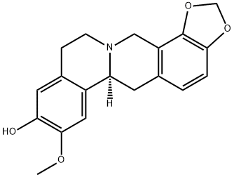 [6aS,(-)]-6,6a,11,14-テトラヒドロ-8-メトキシ-12H-ベンゾ[a]-1,3-ベンゾジオキソロ[4,5-g]キノリジン-9-オール 化学構造式