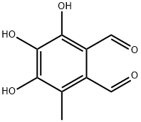 3,4,5-トリヒドロキシ-6-メチル-1,2-ベンゼンジカルボアルデヒド 化学構造式