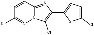2-(5-クロロ-2-チエニル)-3,6-ジクロロイミダゾ[1,2-b]ピリダジン 化学構造式