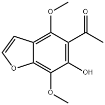 4,7-ジメトキシ-5-アセチルベンゾフラン-6-オール 化学構造式