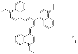 4,4'-[3-[2-[1-エチルキノリン-4(1H)-イリデン]エチリデン]-1-プロペン-1,3-ジイル]ビス(1-エチルキノリニウム)·ジヨージド 化学構造式