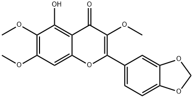 5-Hydroxy-3,6,7-trimethoxy-3',4'-methylenedioxyflavone Structure