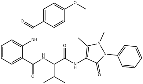 Benzamide, N-[1-[[(2,3-dihydro-1,5-dimethyl-3-oxo-2-phenyl-1H-pyrazol-4-yl)amino]carbonyl]-2-methylpropyl]-2-[(4-methoxybenzoyl)amino]- (9CI) Structure
