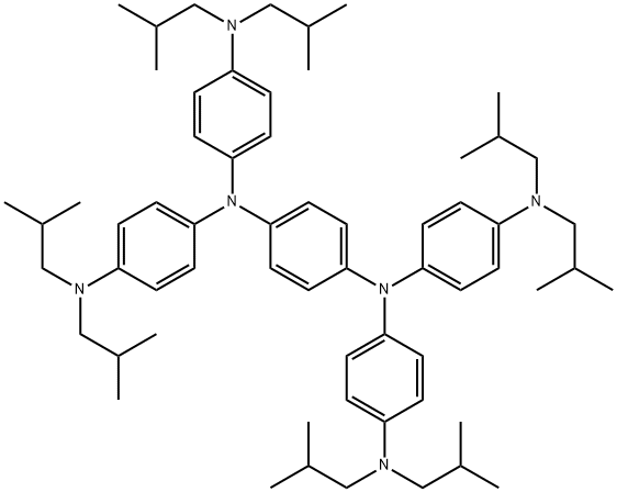 N,N,N',N'-テトラキス[4-(ジイソブチルアミノ)フェニル]-1,4-フェニレンジアミン 化学構造式