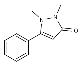 1,2-ジメチル-5-フェニル-1H-ピラゾール-3(2H)-オン 化学構造式