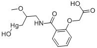 [3-[[2-(カルボキシメトキシ)ベンゾイル]アミノ]-2-メトキシプロピル]ヒドロキシ水銀(II) 化学構造式