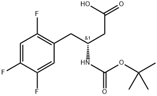BOC-(R)-3-アミノ-4-(2,4,5-トリフルオロフェニル)ブタン酸 化学構造式