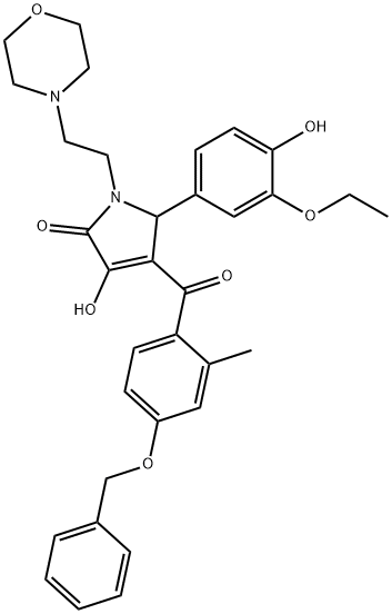 4-[4-(benzyloxy)-2-methylbenzoyl]-5-(3-ethoxy-4-hydroxyphenyl)-3-hydroxy-1-[2-(4-morpholinyl)ethyl]-1,5-dihydro-2H-pyrrol-2-one Structure