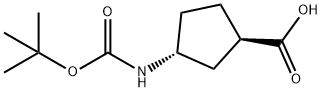 (1R,3R)-N-BOC-1-AMINOCYCLOPENTANE-3-CARBOXYLIC ACID Struktur