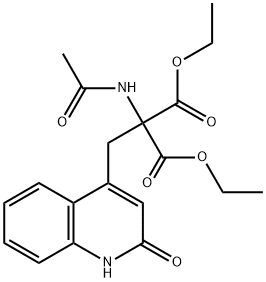 2-乙酰氨基-2 - ((2-氧代-1,2-二氢喹啉-4-基)甲基)丙二酸二乙酯, 4900-38-3, 结构式