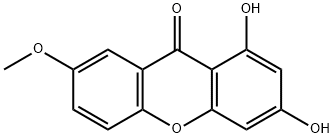 1,3-ジヒドロキシ-7-メトキシキサントン 化学構造式