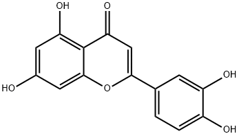 2-(3,4-ジヒドロキシフェニル)-5,7-ジヒドロキシ-4H-1-ベンゾピラン-4-オン 化学構造式
