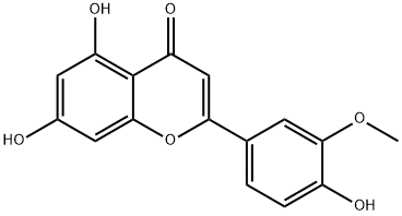 2-(3-メトキシ-4-ヒドロキシフェニル)-5-ヒドロキシ-7-ヒドロキシ-4H-1-ベンゾピラン-4-オン 化学構造式