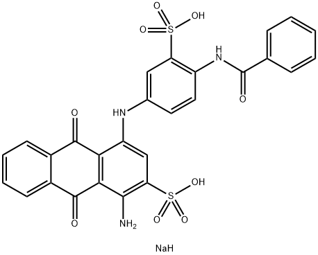 1-Amino-4-[[4-(benzoylamino)-3-sulfophenyl]amino]-9,10-dihydro-9,10-dioxo-2-anthracenesulfonic acid disodium salt Structure