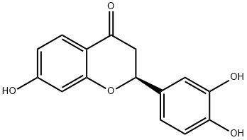 (S)-2-(3,4-ジヒドロキシフェニル)-2,3-ジヒドロ-7-ヒドロキシ-4H-1-ベンゾピラン-4-オン 化学構造式