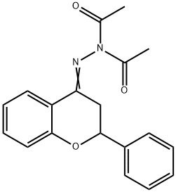 N-acetyl-N'-(2,3-dihydro-2-phenyl-4H-1-benzopyran-4-ylidene)acetohydrazide Struktur
