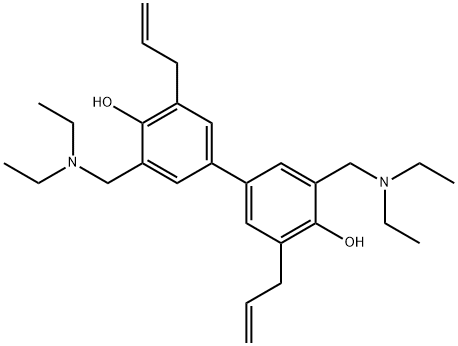 5,5'-ビス(ジエチルアミノメチル)-3,3'-ジアリル-1,1'-ビフェニル-4,4'-ジオール 化学構造式