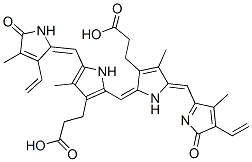 3-[2-[(Z)-[(5Z)-3-(2-carboxyethyl)-5-[(4-ethenyl-3-methyl-5-oxo-pyrrol -2-yl)methylidene]-4-methyl-pyrrol-2-ylidene]methyl]-5-[(Z)-(3-ethenyl -4-methyl-5-oxo-pyrrol-2-ylidene)methyl]-4-methyl-1H-pyrrol-3-yl]propa noic acid Struktur