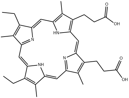 7,12-diethyl-3,8,13,17-tetramethyl-21H,23H-porphine-2,18-dipropionic acid Struktur