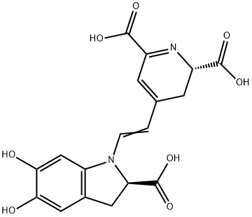 (2S)-4-[2-[[(2R)-2-Carboxy-2,3-dihydro-5,6-dihydroxy-1H-indol]-1-yl]ethenyl]-2,3-dihydro-2,6-pyridinedicarboxylic acid Structure
