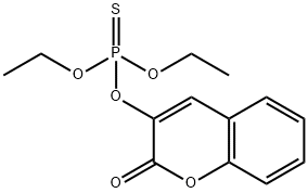 チオりん酸O,O-ジエチルO-(クマリン-3-イル) 化学構造式