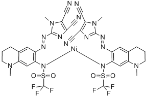 Nickel, bis[N-[6-[2-(4,5-dicyano-1-methyl-1H-imidazol-2-yl-kN3)diazenyl-kN1]-1,2,3,4-tetrahydro-1-methyl-7-quinolinyl]-1,1,1-trifluoromethanesulfonamidato-kN]- Structure