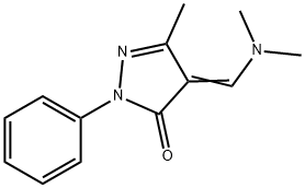 4-[(ジメチルアミノ)メチレン]-2-フェニル-5-メチル-2H-ピラゾール-3(4H)-オン 化学構造式