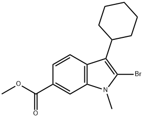 Methyl 2-broMo-3-cyclohexyl-1-Methyl-1H-indole-6-carboxylate Struktur