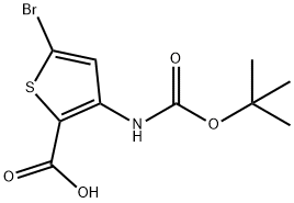 5-溴-3-((叔丁氧基羰基)氨基)噻吩-2-羧酸, 494833-77-1, 结构式
