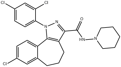 N-PIPERIDINYL-[8-CHLORO-1-(2,4-DICHLOROPHENYL)-1,4,5,6-TETRAHYDROBENZO-[6,7]CYCLOHEPTAL[1,2-C]PYRAZOLE-3-CARBOXAMIDE Struktur