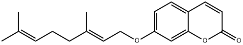 7-[[(2E)-3,7-ジメチル-2,6-オクタジエニル]オキシ]-2H-1-ベンゾピラン-2-オン 化学構造式