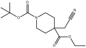 1,4-Piperidinedicarboxylic acid, 4-(cyanomethyl)-, 1-(1,1-dimethylethyl) 4-ethyl ester Structure