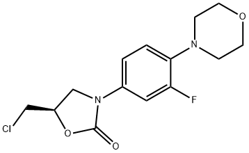 (5R)-5-(氯甲基)-3-[3-氟-4-(4-吗啉基)苯基]-2-唑烷酮, 496031-57-3, 结构式