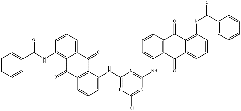 N,N'-[(6-クロロ-1,3,5-トリアジン-2,4-ジイル)ビス[イミノ[(9,10-ジヒドロ-9,10-ジオキソアントラセン)-5,1-ジイル]]]ビスベンズアミド 化学構造式