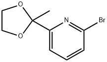 2-ブロモ-6-(2-メチル-1,3-ジオキソラン-2-イル)ピリジン 化学構造式