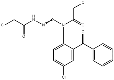 N'-[[(2-benzoyl-4-chlorophenyl)(chloroacetyl)amino]methylene]chloroacetohydrazide Struktur