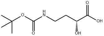 (R)-4-N-BOC-アミノ-2-ヒドロキシ酪酸 化学構造式