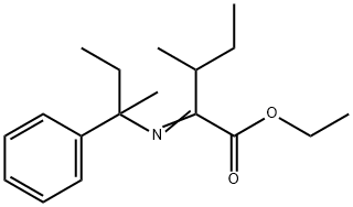 3-メチル-2-[(1-メチル-1-フェニルプロピル)イミノ]ペンタン酸エチル 化学構造式