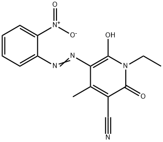 1-乙基-1,2-二氢-6-羟基-4-甲基-5-[(2-硝基苯基)偶氮]-2-氧代-3-吡啶腈 结构式
