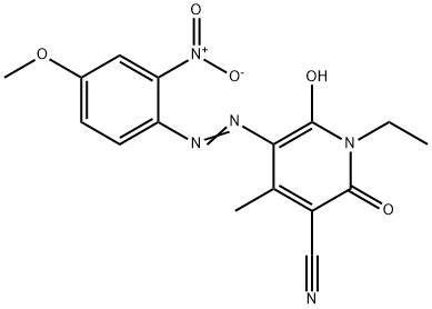49744-42-5 3-Pyridinecarbonitrile, 1-ethyl-1,2-dihydro-6-hydroxy-5-(4-methoxy-2-nitrophenyl)azo-4-methyl-2-oxo-