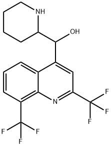 alpha-2-piperidyl-2,8-bis(trifluoromethyl)quinoline-4-methanol Struktur